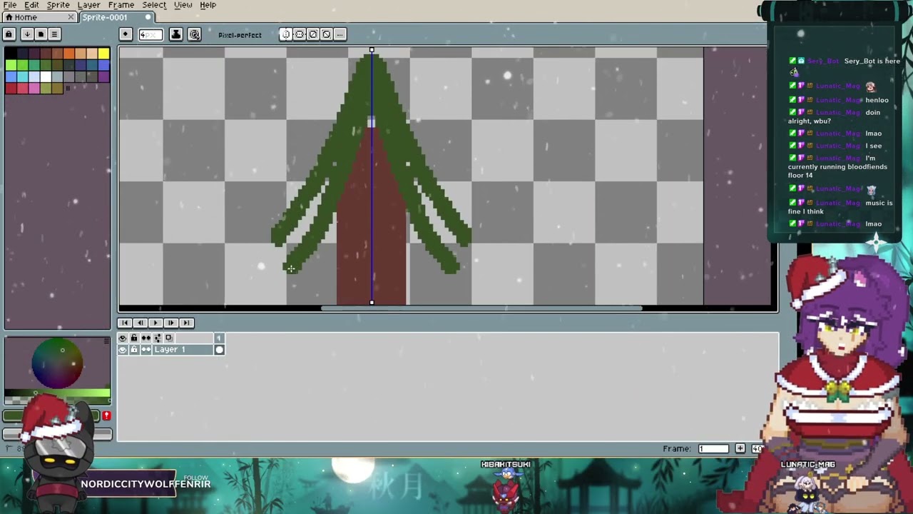 making the best pixelart xmas tree, then decorating it with viewers suggestions part 1