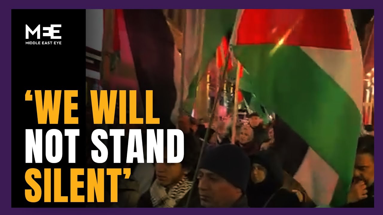 Pro-Palestinian protesters amass outside US Consulate in Montreal, Canada