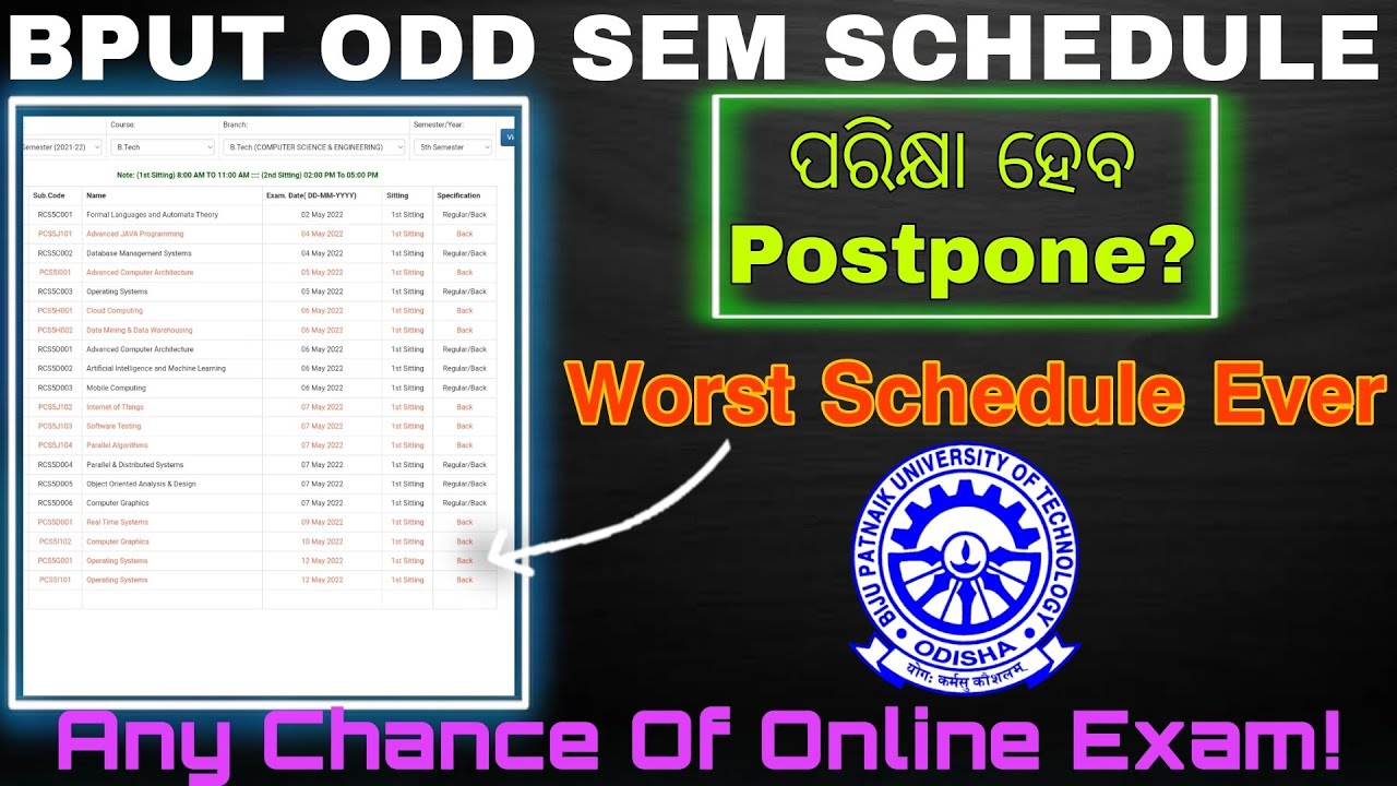 Bput odd sem schedule||Will Bput postpone the exam? Complete details about offline exam