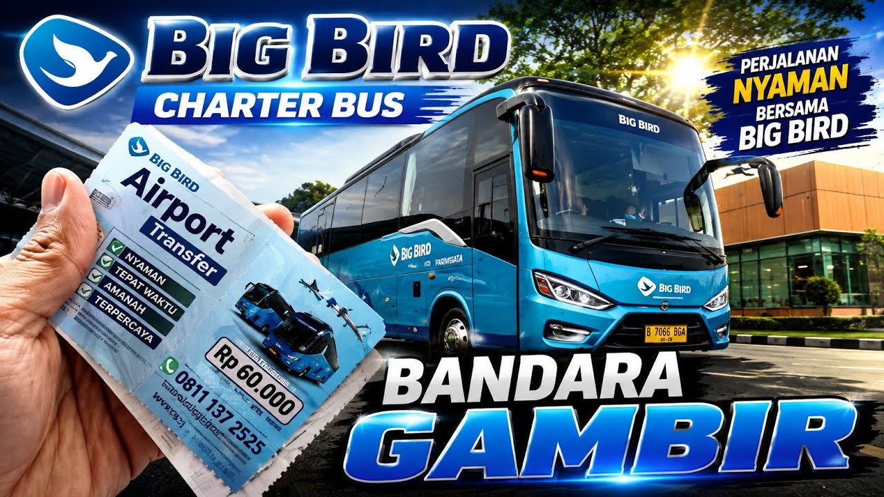 HANYA  60 k‼️cara naik bus dari bandara Sukarno-Hatta ke stasiun Gambir | PO big-bird|