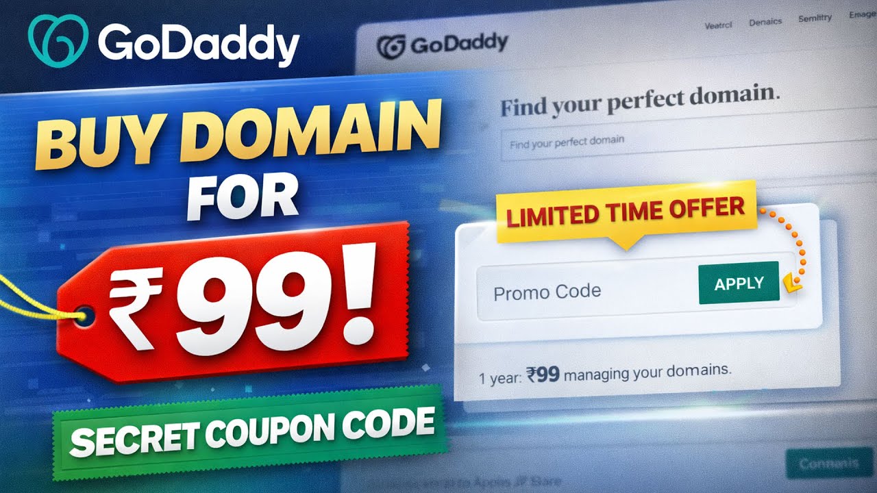 Купите домен всего за 99 рупий на GoDaddy 😱 | Секретный промокод (действует ограниченное время)
