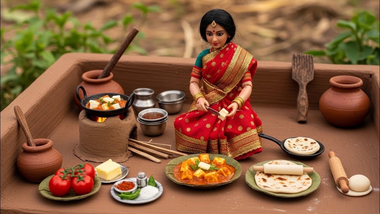 Miniature Doll Makes Crispy Pakoras & Milk Tea ASMR | Indian Village Tiny Kitchen