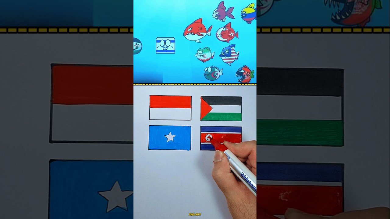 Palestine 🇵🇸 AND Israel 🇮🇱 support Countries flag drawing #flag #palestine #flag #countryballs