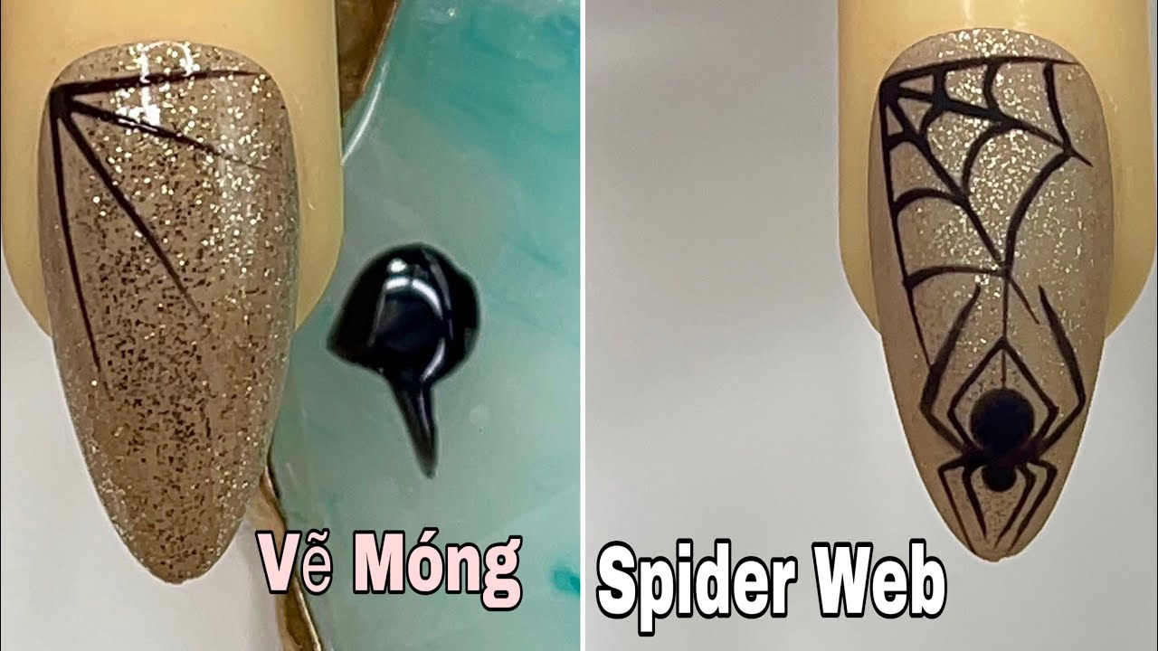 Easy Spider Web Nail Art For Beginner 💖Vẽ Móng💅 New Nails Design 💝 New Nails