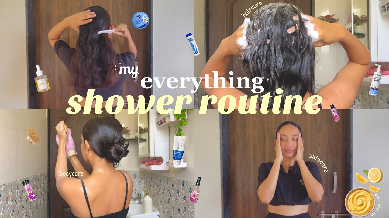 Моя ежедневная процедура принятия душа 🚿🧼🌸🫧, уход за волосами 💆🏻‍♀️, уход за телом 🥣 и уход за ко...