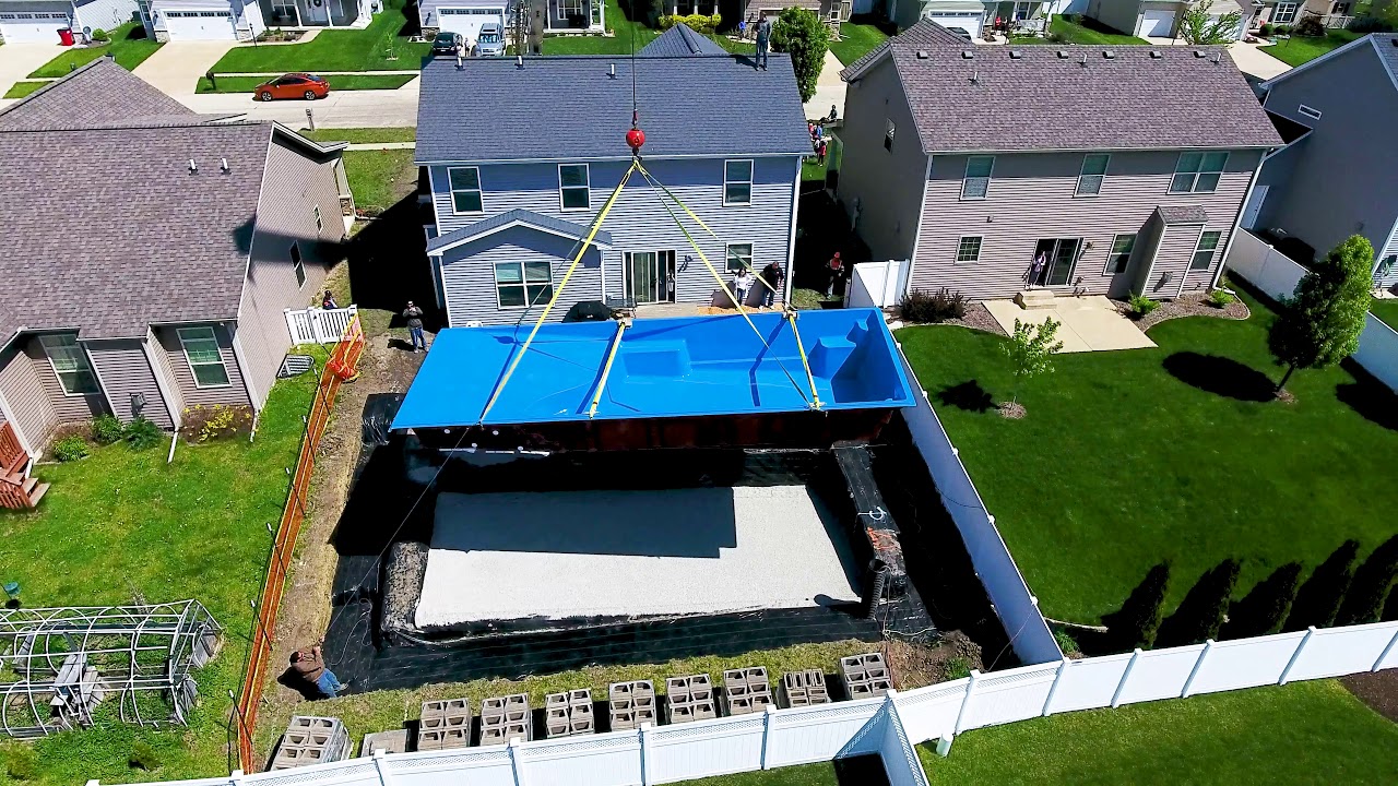 Fiberglass Pool Crane Drop - 4K