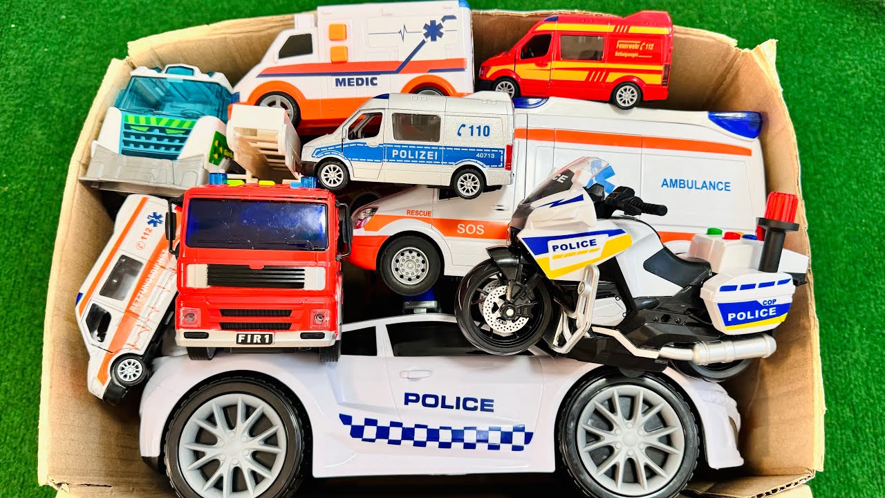 ASMR 8 minutes of satisfying unboxing Ambulance Garbage Trucks Model Cars ASMR | Toys Review 