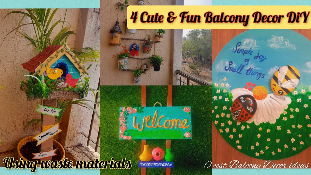 अपनी Balcony को दे नया Look इन easy Diy से|4 Really Cute & Colorful Balcony Decor ideas |0 cost Diy