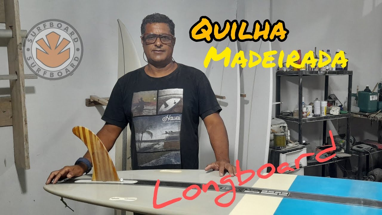 quilha de madeira e fibra de vidro de longboard