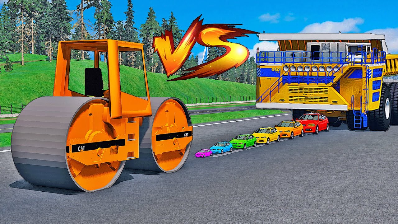 INSANE BELAZ vs THE BIGGEST ROAD ROLLER in BeamNG.drive