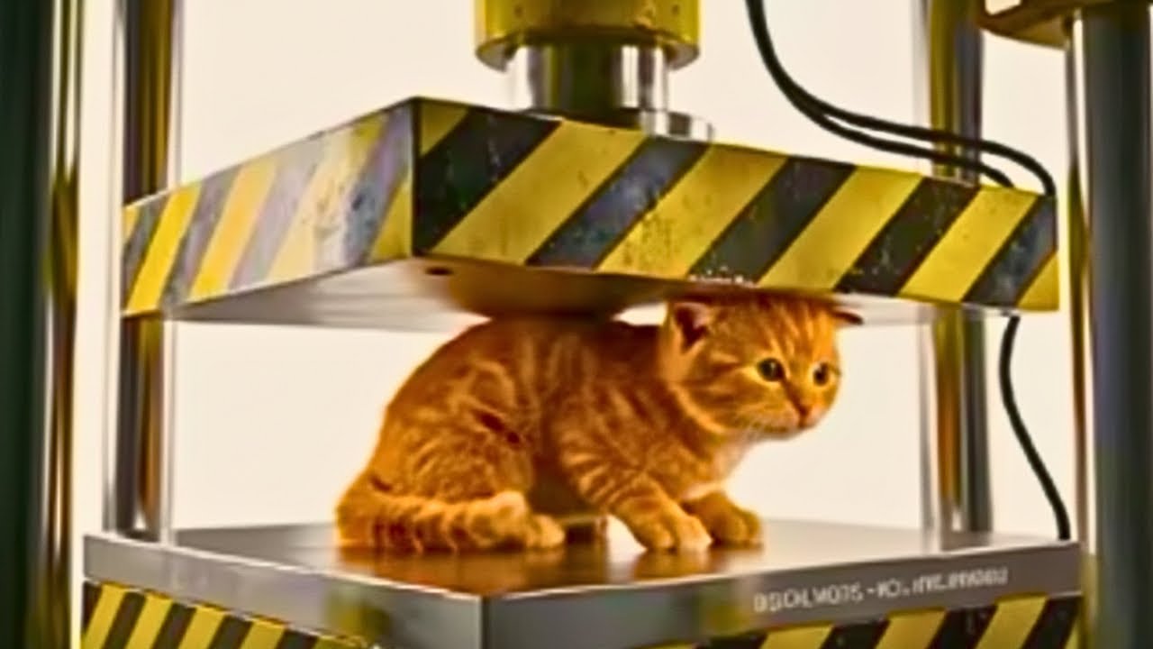 Kitten VS Hydraulic Press _ AI ASMR, Ultimate Oddly Satisfying PAT:4