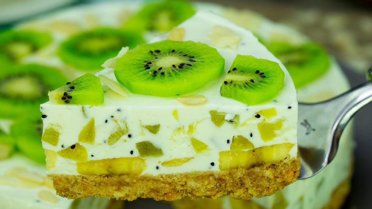 Ovocn&yacute; dort bez pečen&iacute;! Jogurtov&yacute; dort s kiwi a ban&aacute;ny | Chutn&yacute; TV