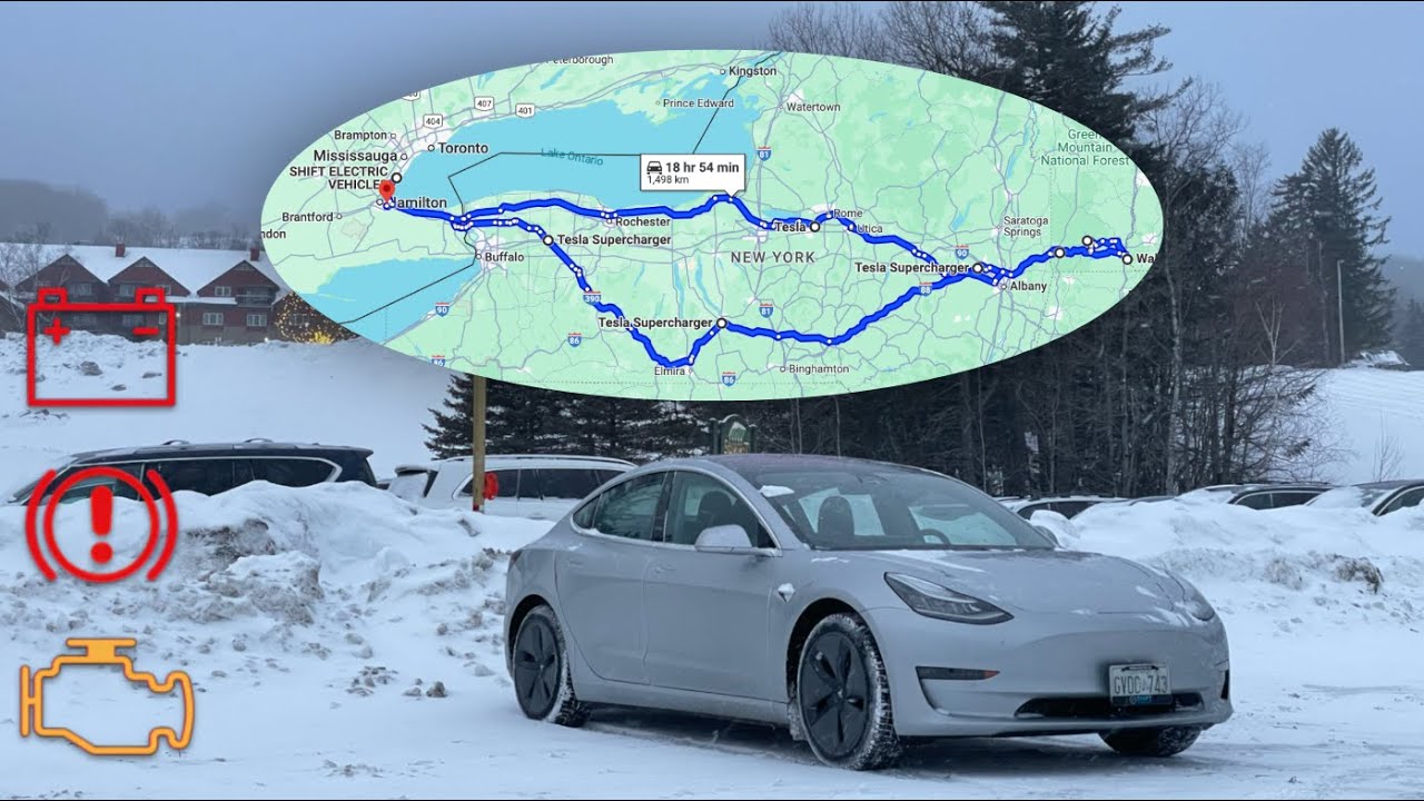 1,500+ KM Winter Road Trip to Vermont (RWD Model 3)