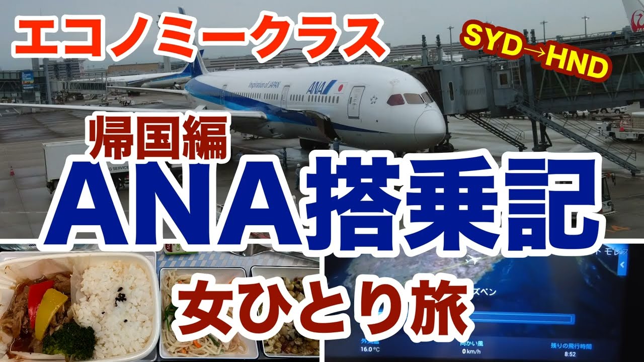【シドニー2023・最終話】 ANA全日空エコノミークラス搭乗記 帰国編/  シドニー→羽田空港 / 機内食 【女ひとり旅】