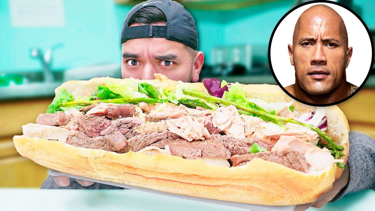 Everything THE ROCK Eats in a Day!! | Making a 6000 Calorie Sandwich!!