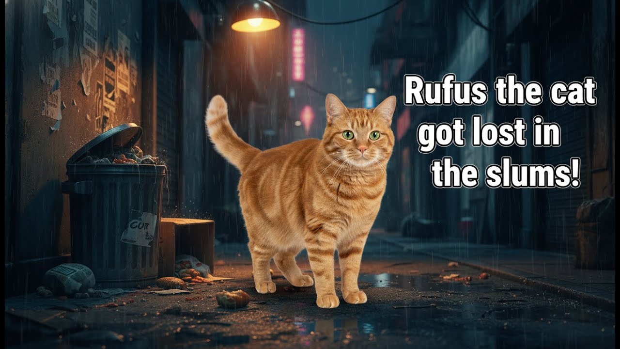 Cat story: Rufus the cat got lost in the slums - Scared and hungry.