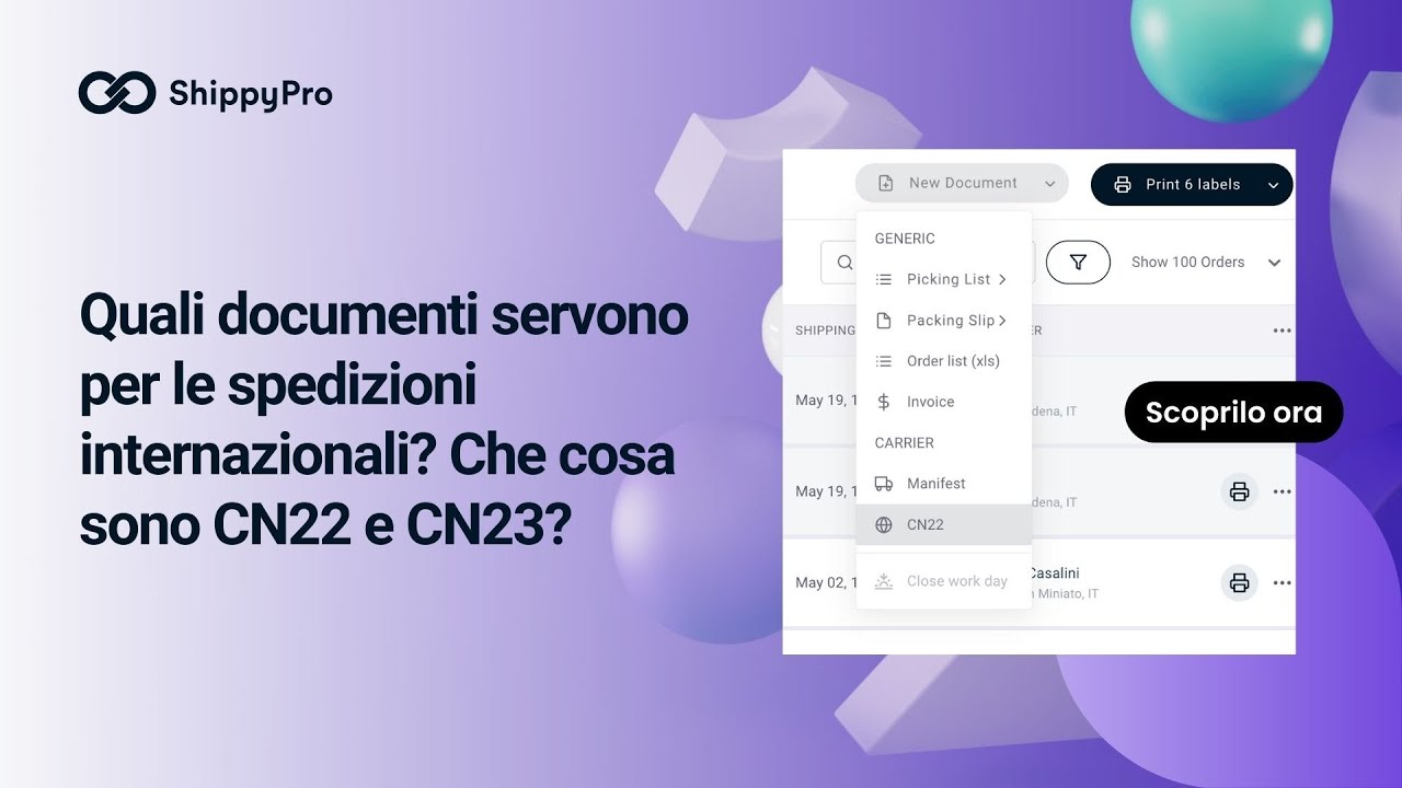 Quali documenti servono per le spedizioni internazionali? Che cosa sono CN22 e CN23?