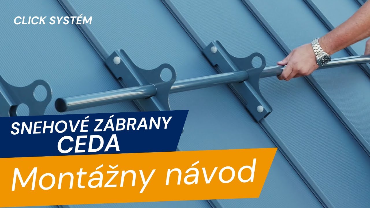 Montáž snehových zábran na plechovú krytinu s click systémom.