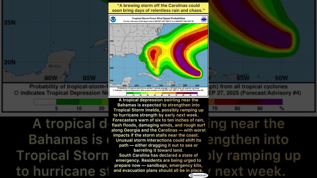 Tropical Storm Imelda Targets Carolinas | Heavy Rain & Hurricane Threat #breakingnews #news #storm 