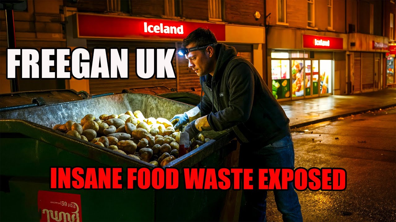 UK FREEGAN EXPOSES HUGE FOOD WASTE FROM UK RETAILERS ICELAND BY DUMPSTER DIVING