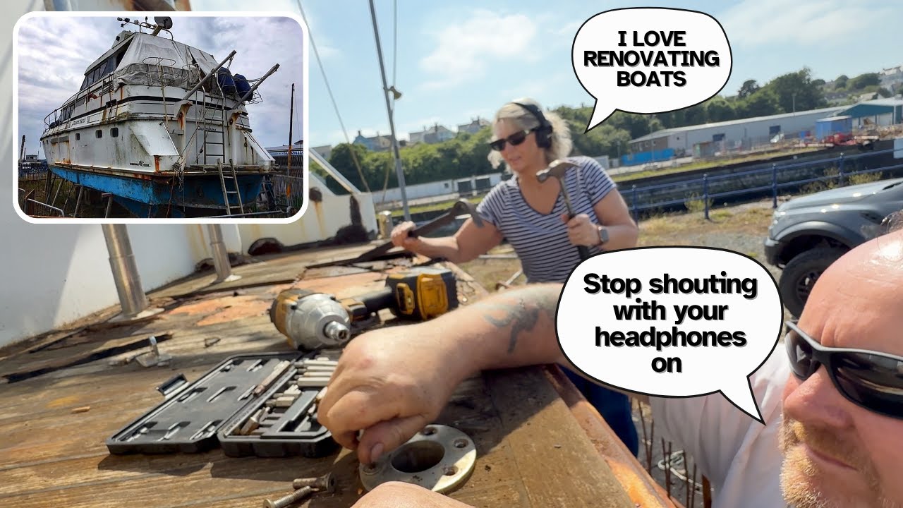 Removing the RUSTY Bathing Platform on Our MAD Boat Renovation (Ep20)