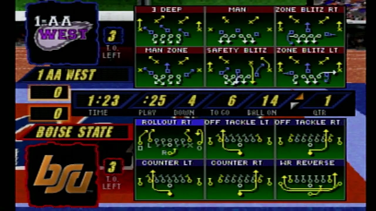 NCAA Football '98 (Simulation Season Mode - Division 1-AA West vs Boise State Broncos 0-3)