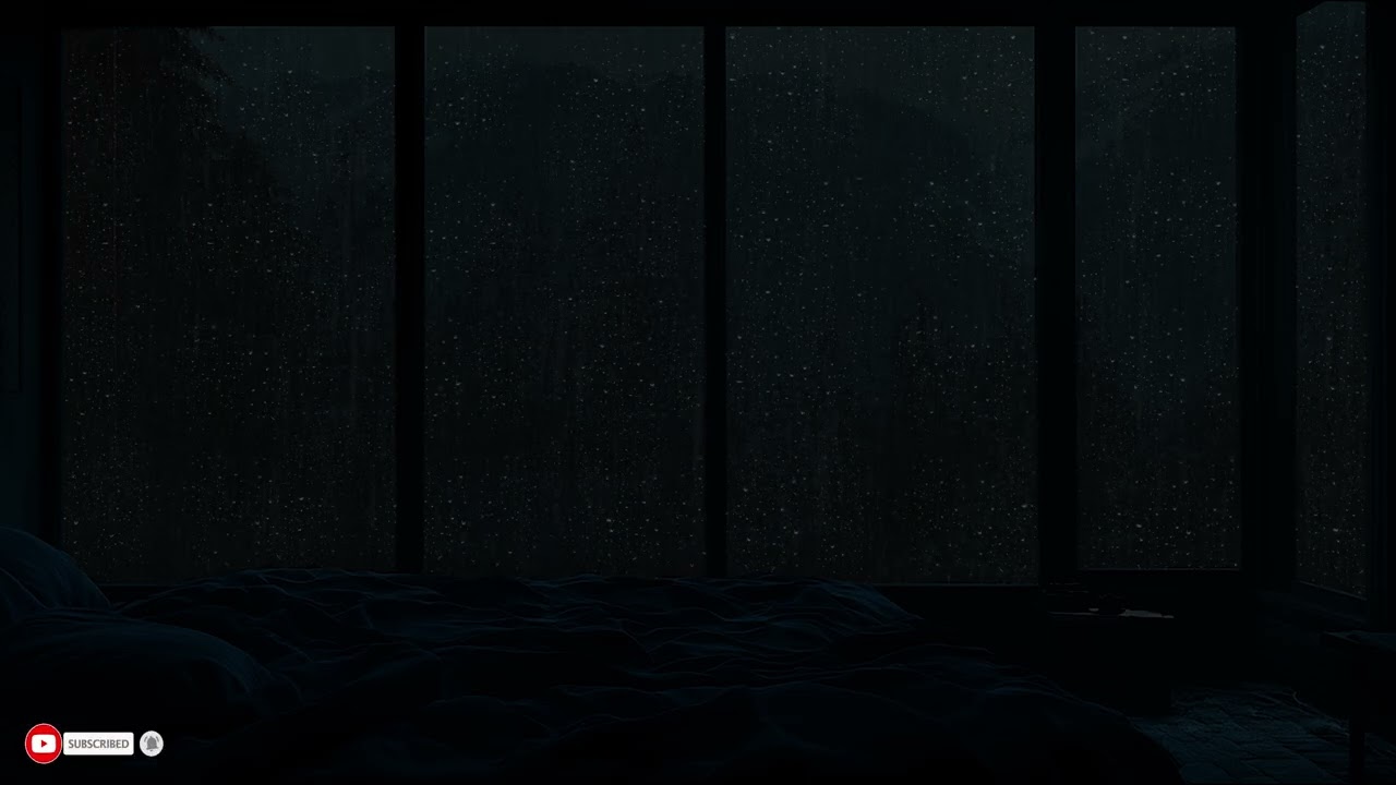 Soft Rain Echoing Beyond A Dimly Lit Room For Focus And Night Calm