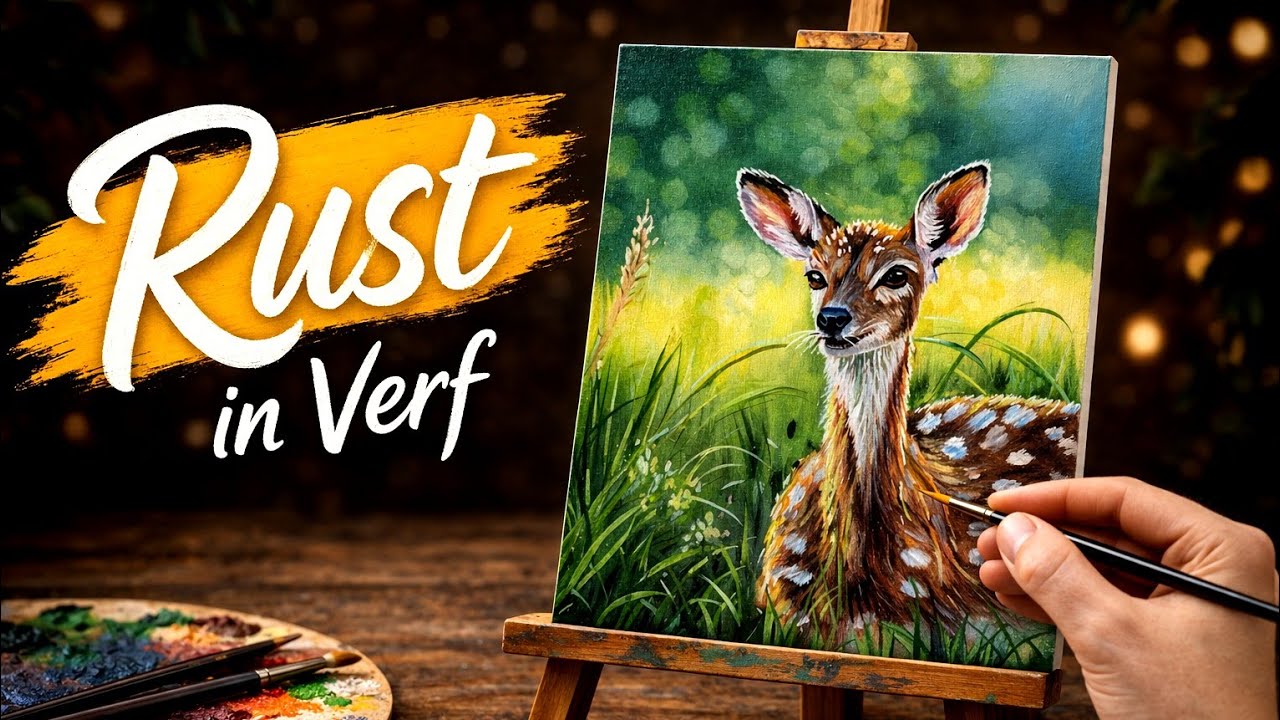 Hert in gouden licht | Olieverf schilderles stap voor stap