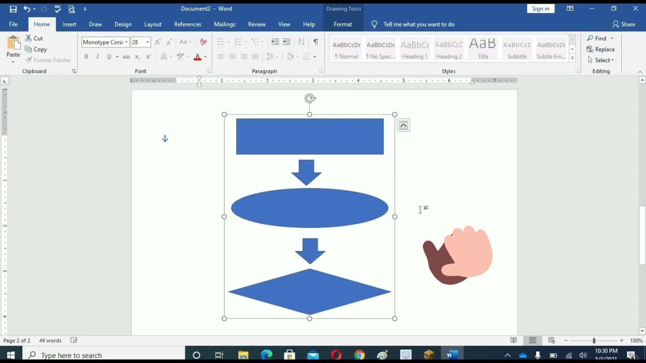 How to group or ungroup shapes in MS-Word...