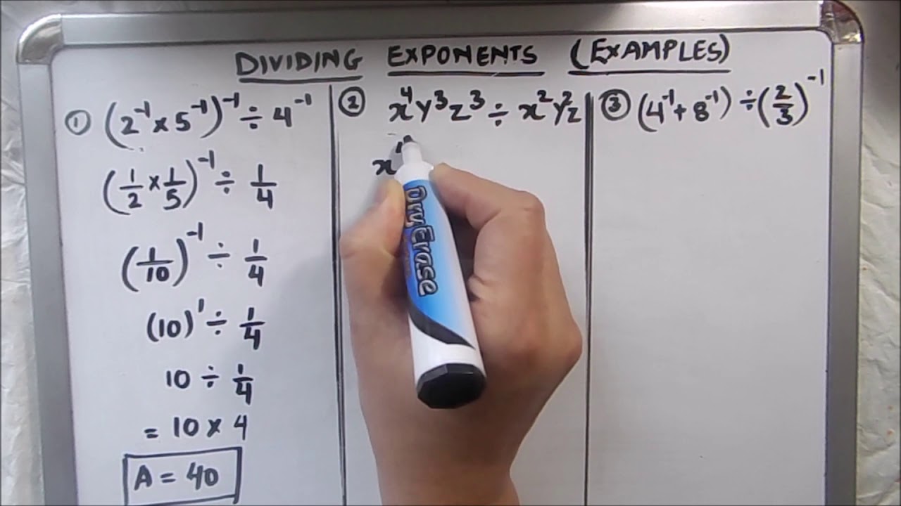 HOW TO DIVIDE NEGATIVE EXPONENTS / DIVIDING NEGATIVE EXPONENTS