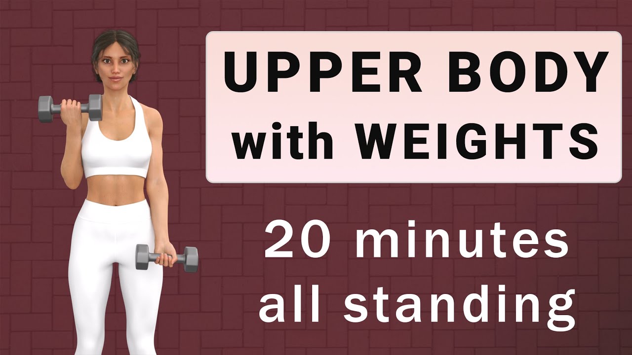 20 min STANDING UPPER BODY WORKOUT with Dumbbells | No Repeat No Pushups