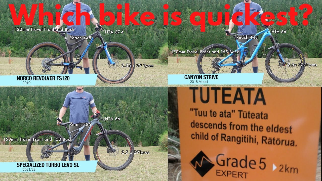 Which type of mountain bike is the quickest on a Grade 5 Mountain Bike Trail?
