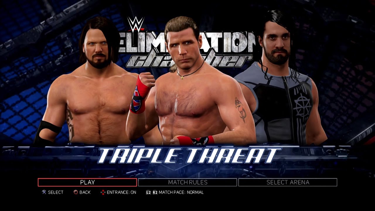 WWE 2K17 PS3 - Shawn Michaels VS AJ Styles VS Seth Rollins - Triple Threat Elimination KO Match