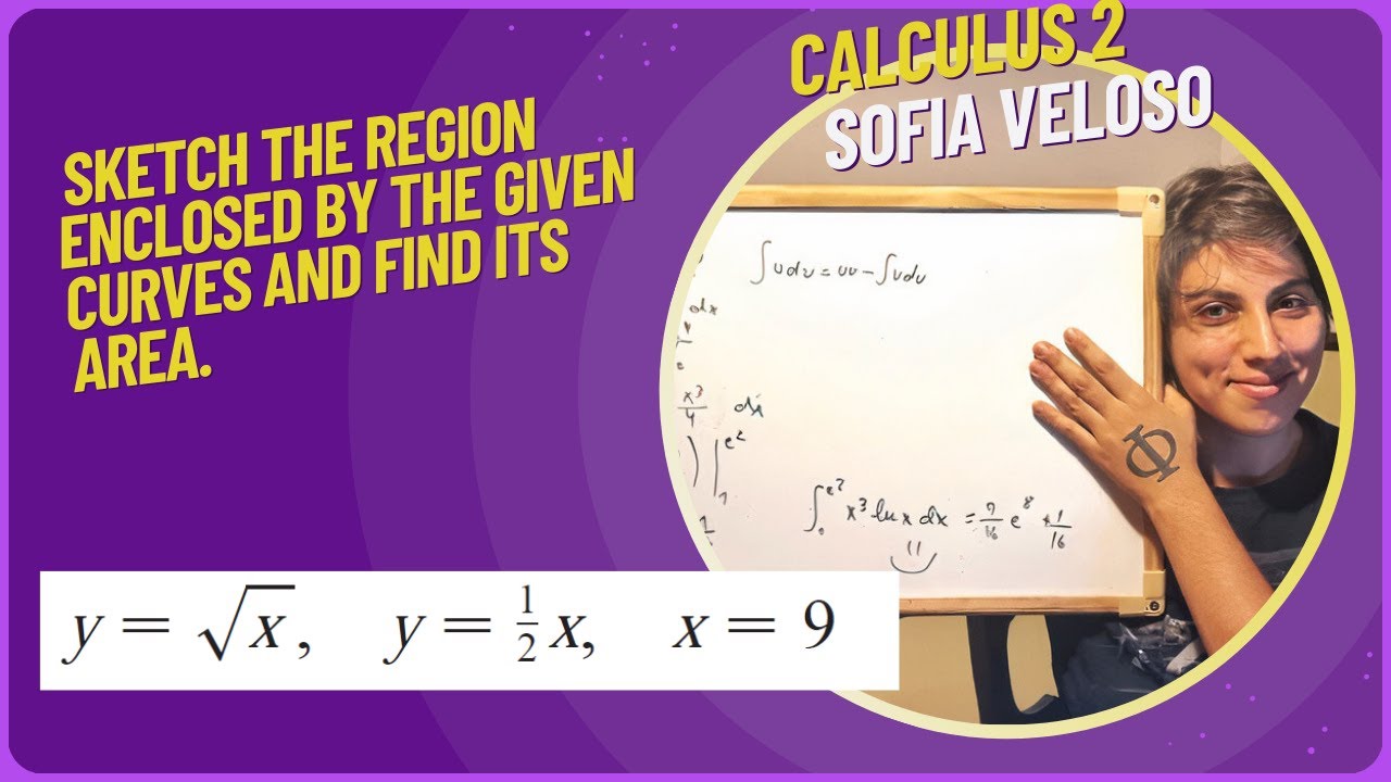 6.1.25 Sketch the region enclosed by the given curves and find its area. y = x^(1/2), y = x/2, x = 9