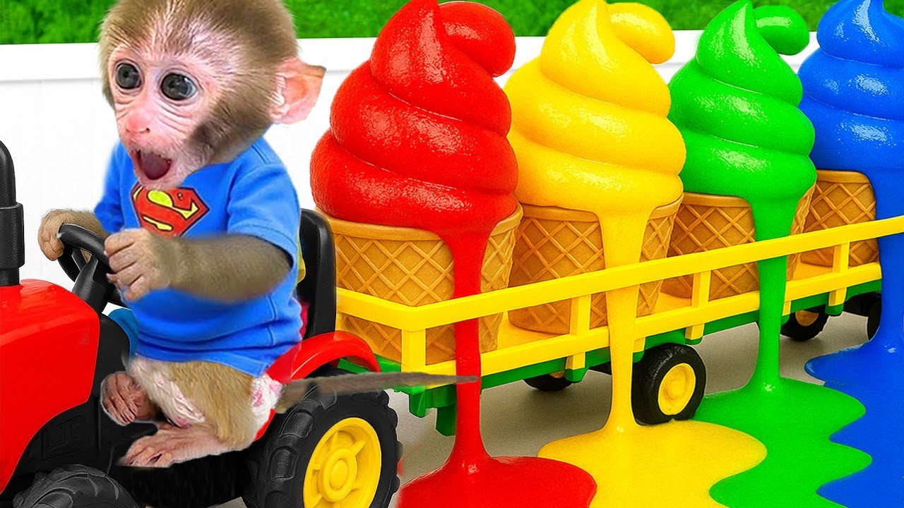 ボンボン子ザルはトレーラーを運転して金の卵を収穫し、庭でかわいいアヒルの子たちと遊びました。 - BonBon Japan HT