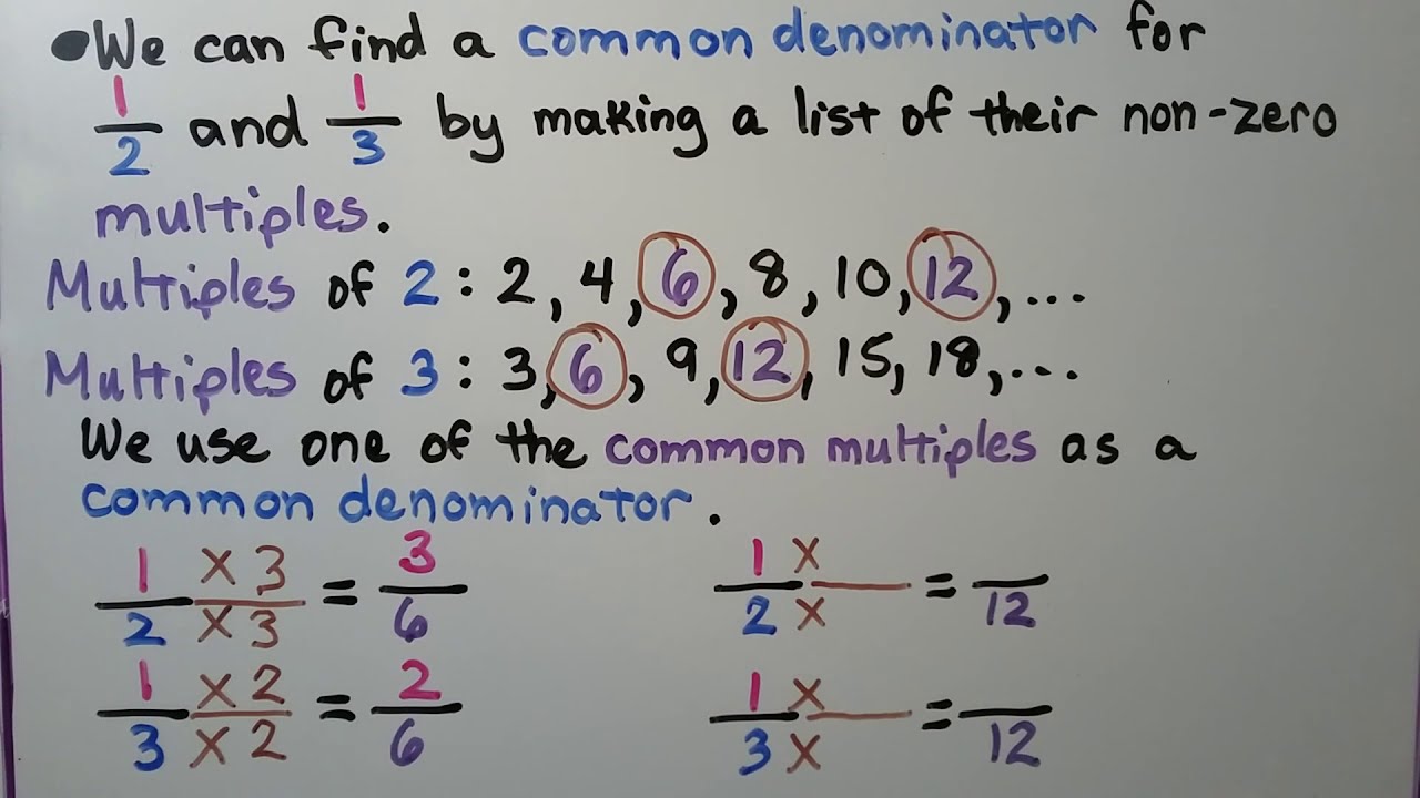 5th Grade Math 6.4, Common Denominators & Equivalent Fractions