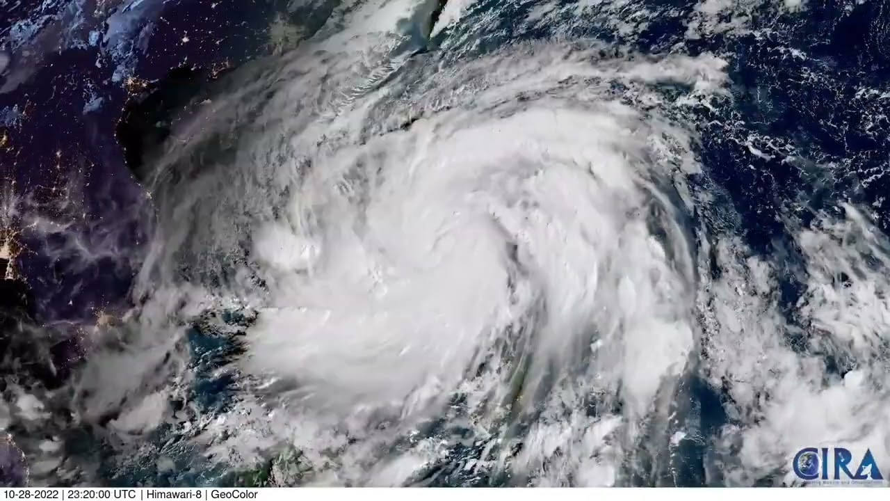 Typhoon Nalgae (Paeng) Hits The Philippines | Day/Night Satellite *Short File Video*
