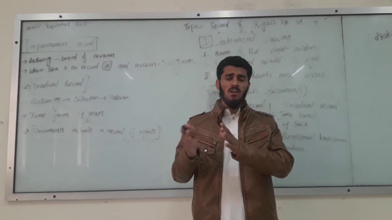 Records of rights and documents include in record lecture4 land revenue act 1967