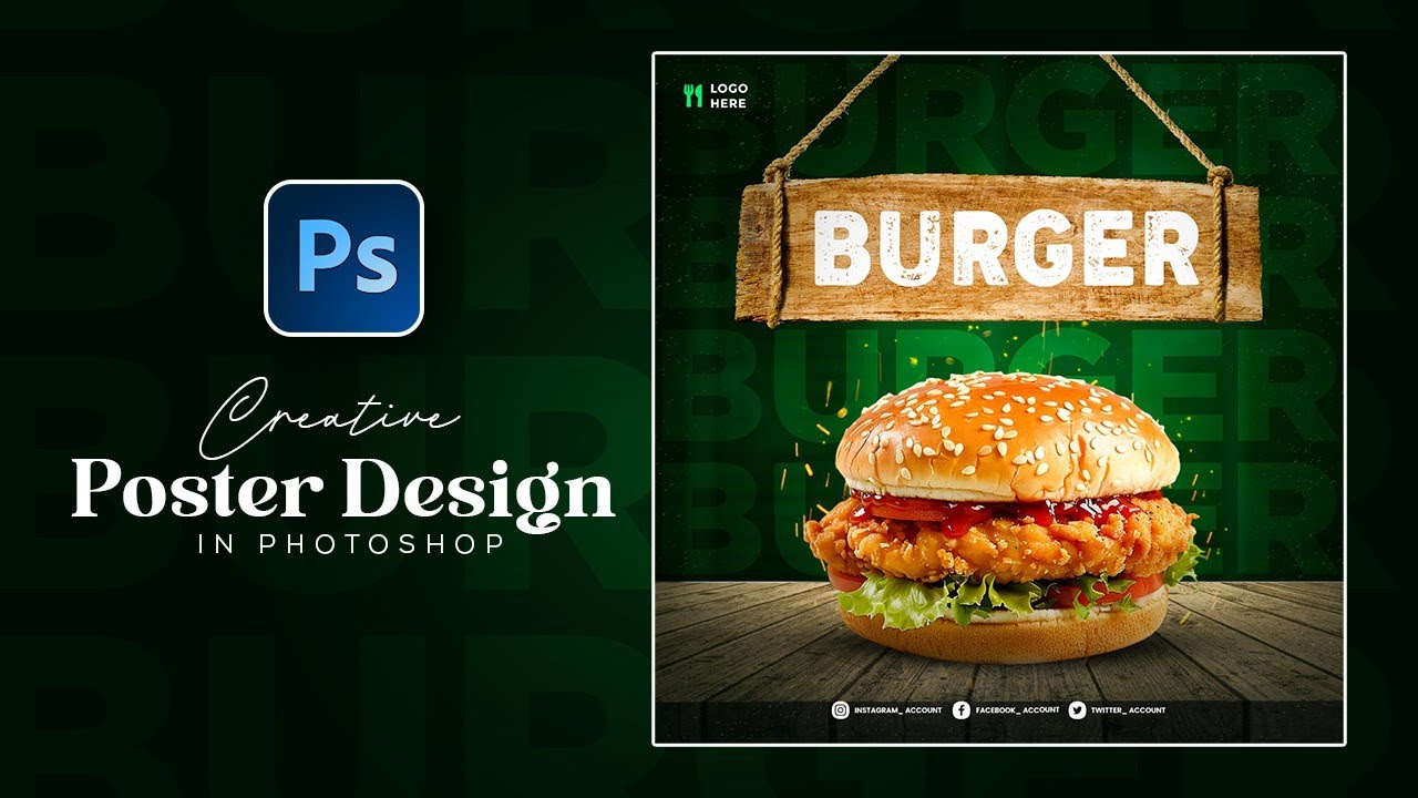 Modern Burger Poster Design | Photoshop CC Tutorial | Graphic Design