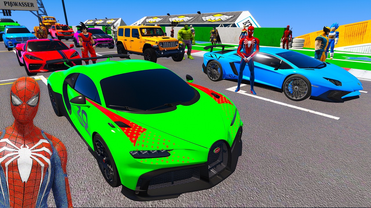 SPIDERMAN Epic Mega SPIRAL RAMP Challenge for Cars Monster Trucks! SuperHero Hulk Venom Goku – GTA 5