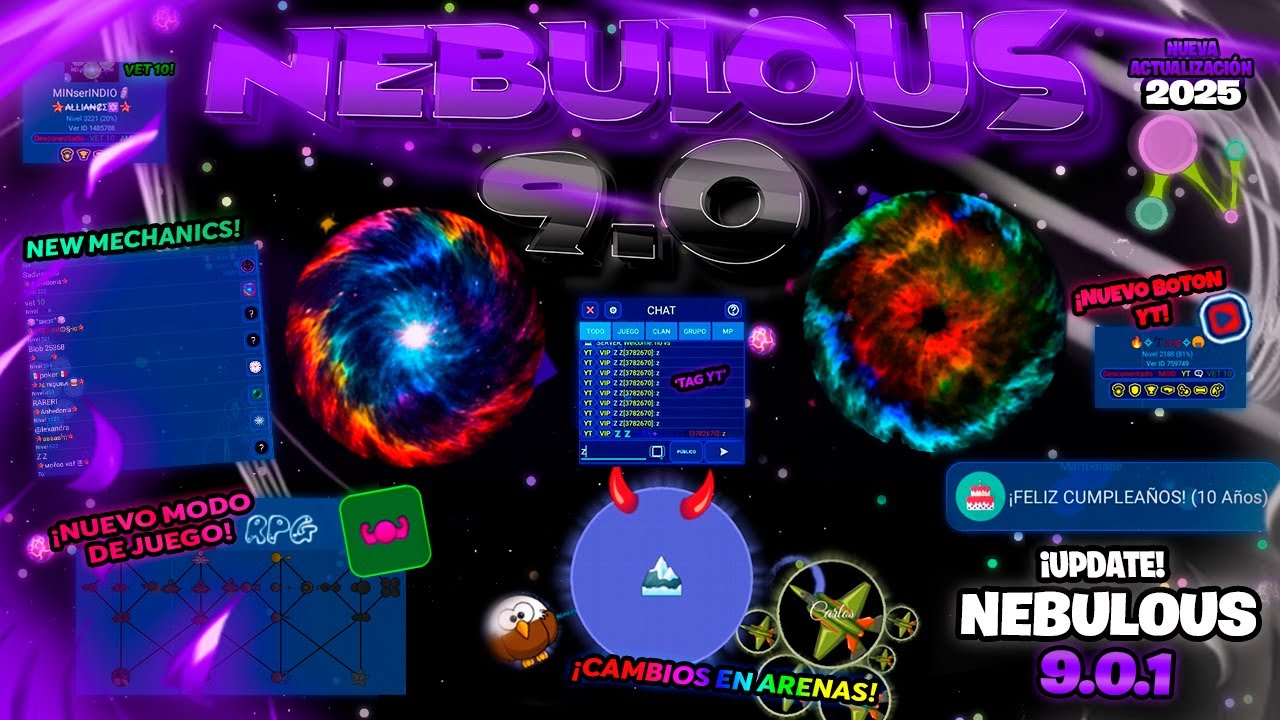 Обновление 9.0 | 🔝Nebulous🪻| Уровень кожи 10000!🍇| 🔥Новый игровой режим: RPG! 🎉|  и многое другое! 🦉