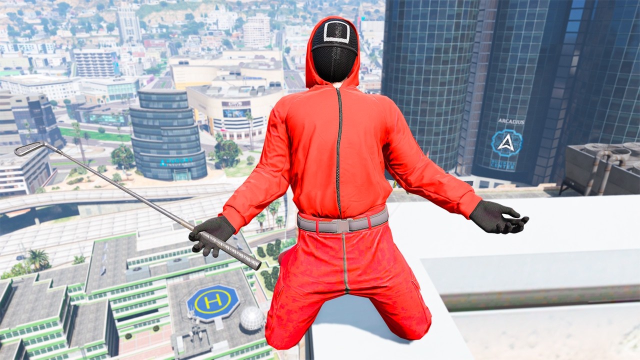 GTA 5 SQUID GAME GUARD RAGDOLLS/JUMP FAILS (Ragdolls Compilation) episode.51