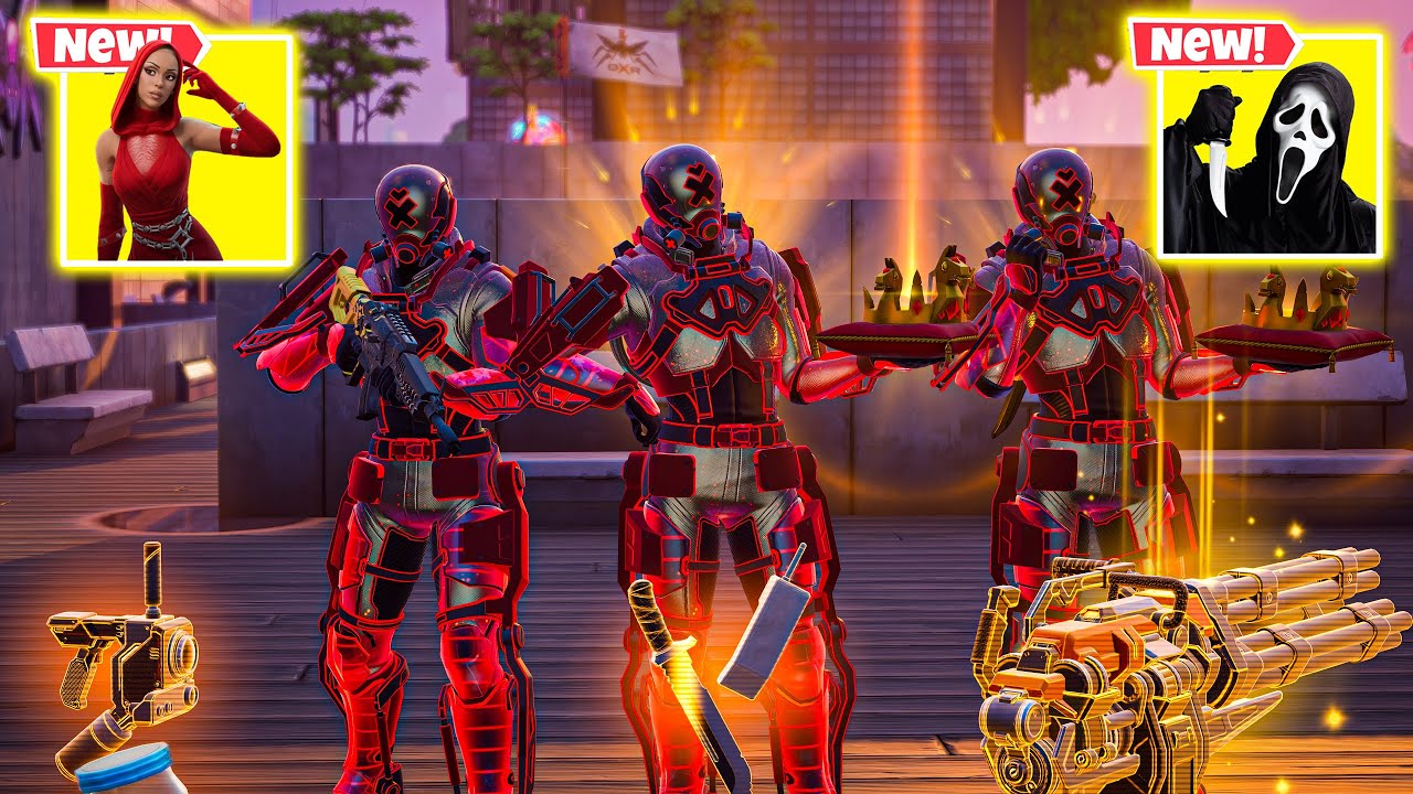 CODE RED RIPP SLADE TRIO vs HALLOWEEN MYTHICS & NEW 3 MEDALLIONS ( NEW! FORTNITE Chapter 6 )