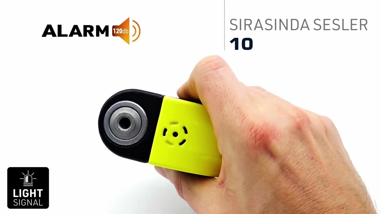 URBAN SECURITY UR10 - Motosiklet Bisiklet Alarmı DİSK KİLİDİ ​​10mm 120dB Alarmı Suya Dayanıklı