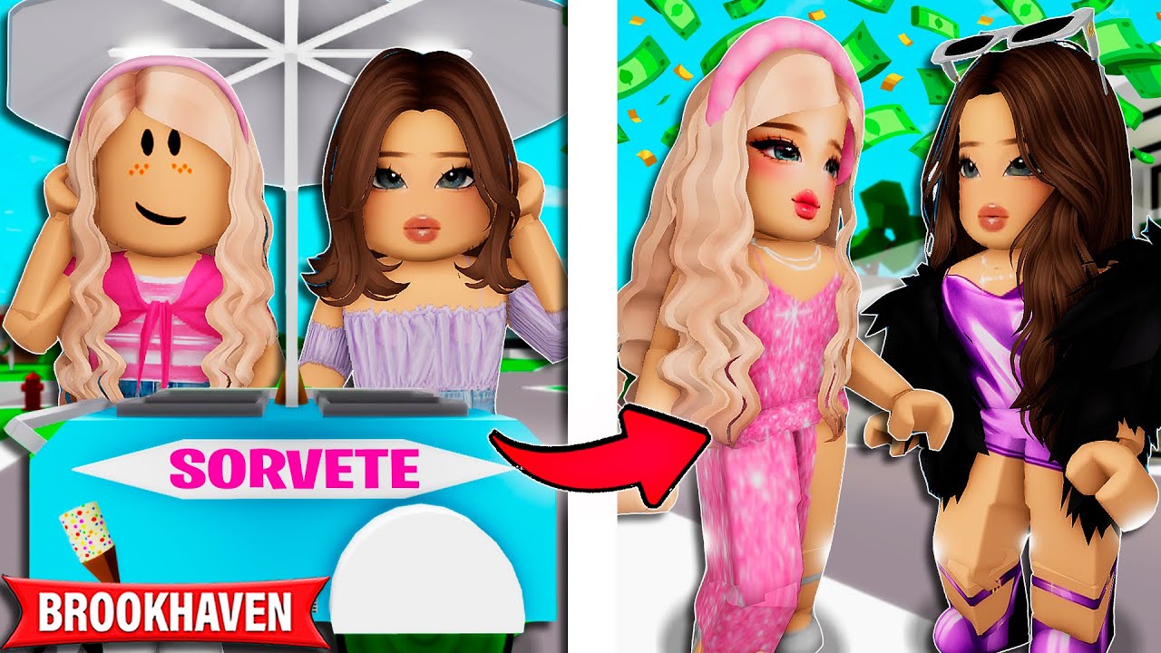 AS MENINAS que VENDIAM SORVETES FICARAM RICAS | Historinhas Brookhaven Roblox | Bibi e Lud