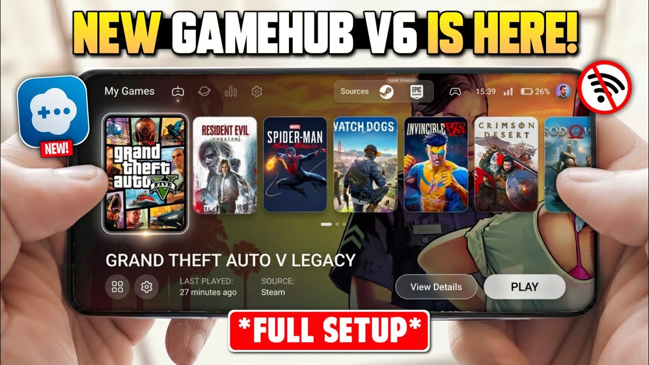 🔥 Turn Your Phone Into a Handheld Console! GameHub Emulator V6 Full Setup with Epic Games & New Ui