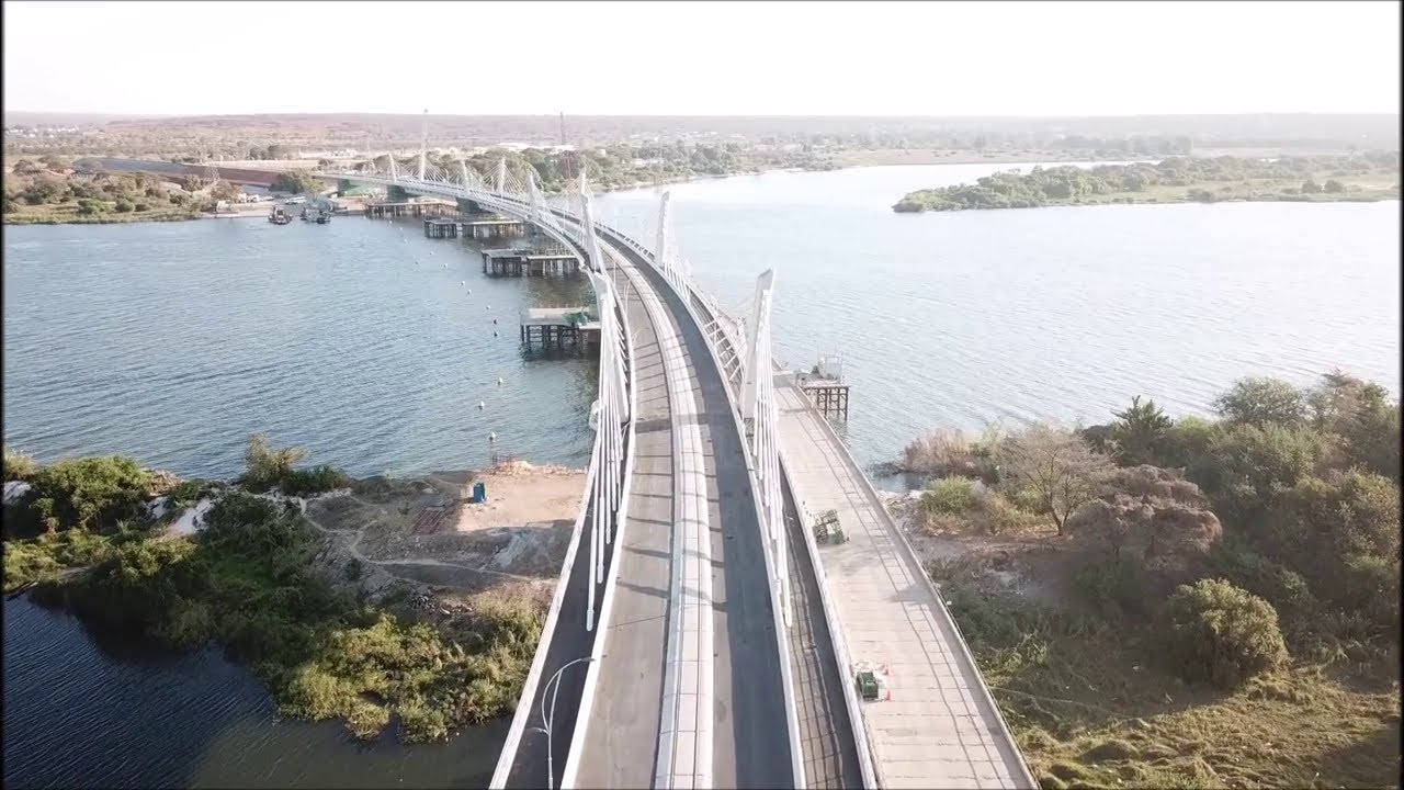 Botswana/Zambia Kazungula Bridge Aerial View (Drone HD)