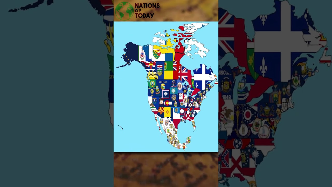 FLAG MAP of North America - STATES & PROVINCES #shorts