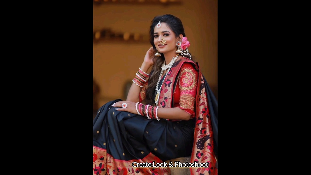 Makar Sankranti Special Look Ideas | Black Saree Look | Marathi look #makarsankranti #shorts #black