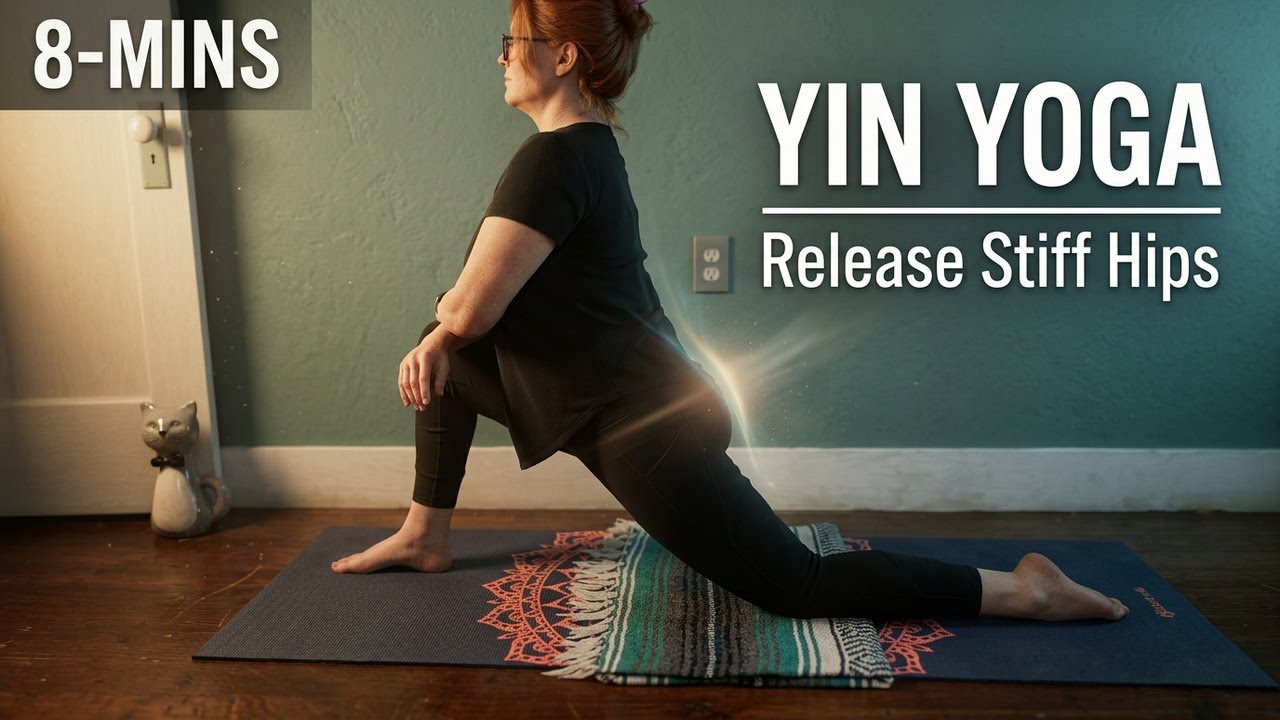 🔥 Release Hip Tension in 8 Minutes | Gentle Yin Yoga for Stiff Hips #yinyoga #stretch #sciatica